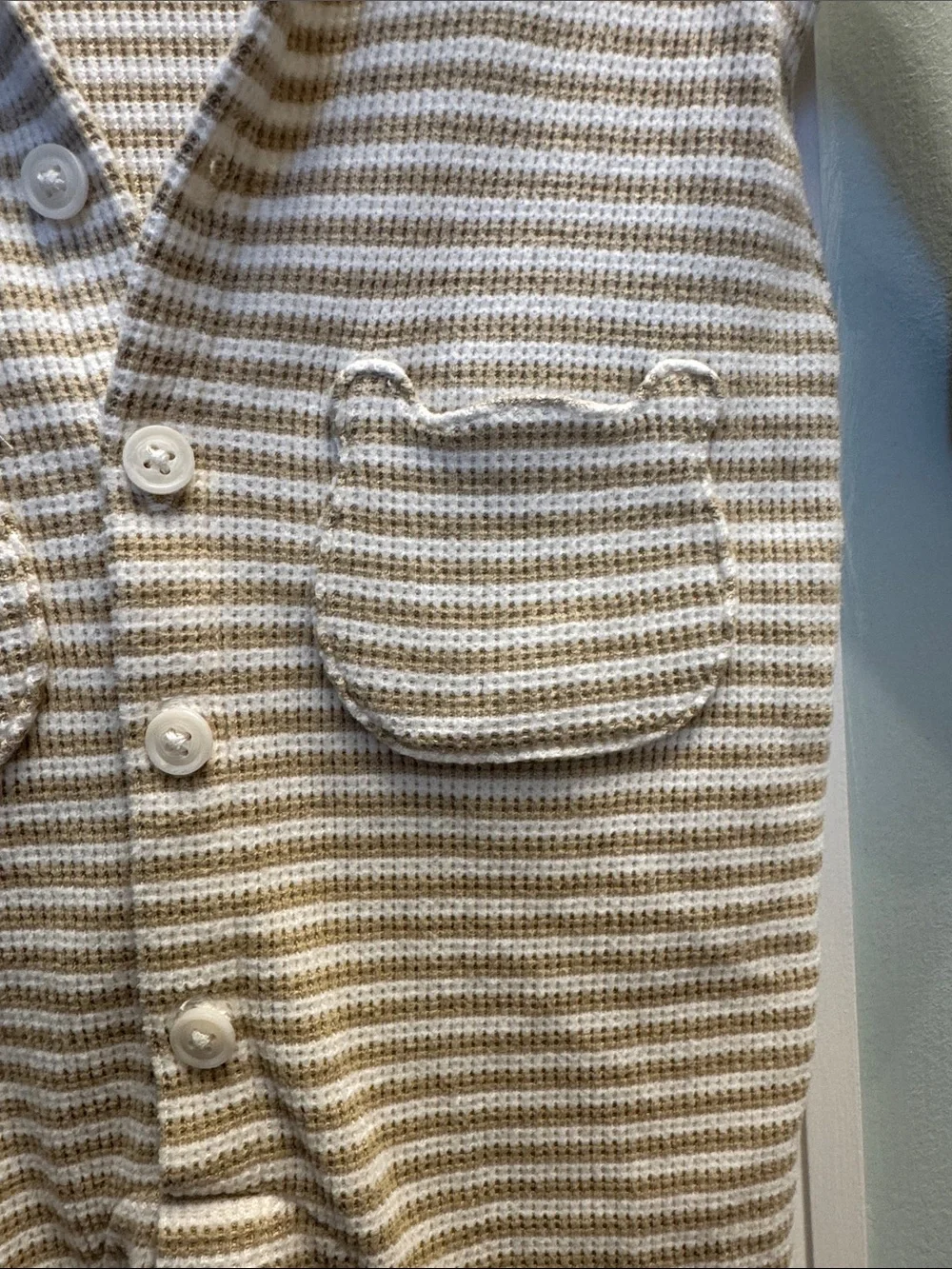 GAP Cream/Beige and White Striped Baby One-Piece Footie